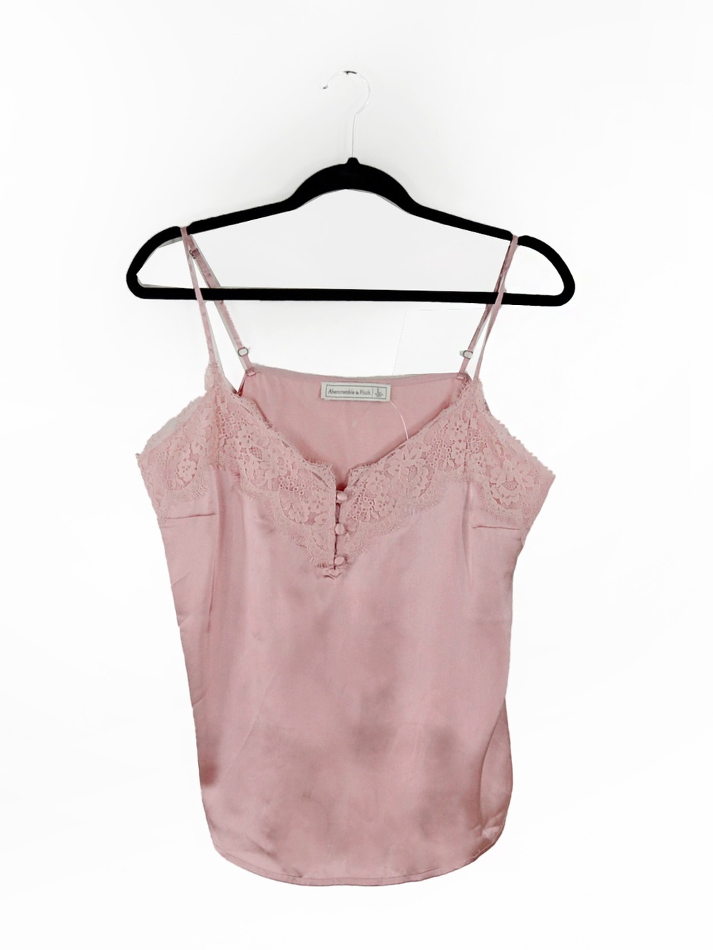 NWT Abercrombie & Fitch Dusty Rose Pink Satin Lace Trim Cami Tank Top